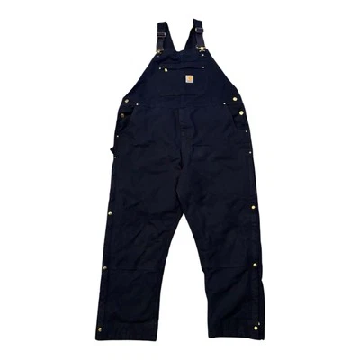 Carhart Insulated Bibs Overalls OR4393-M Loose Fit Blue Canvas Men’s Size 2XL - Image 1 of 4