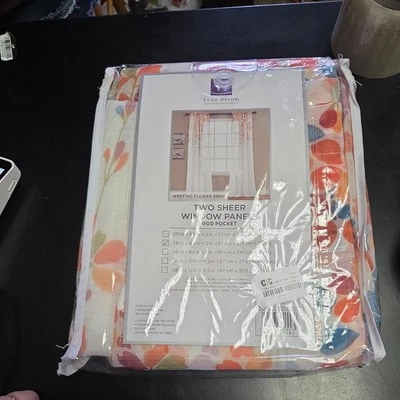 DECORACIÓN EXUBERANTE ~ Dos paneles de cortina de ventana transparentes 38x84 pulgadas flores llorón Foto 1 de 3