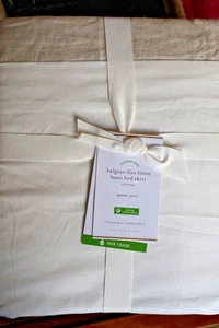 NEU MIT ETIKETT BRANDNEU Pottery Barn belgischer Flachs Leinen Bettrock mit 14" Tropfen ~ Königin - Bild 1 von 4
