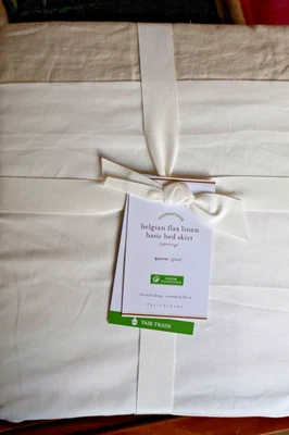 NUEVO CON ETIQUETAS NUEVO Falda de cama Pottery Barn lino belga con caída de 14" ~ REINA Foto 1 de 4