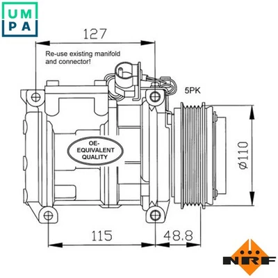 COMPRESSOR AIR CONDITIONING 32048 FOR BMW 5/E34 7/E32 Z3/E36/Roadster 3.2L 6cyl - Image 1 of 4