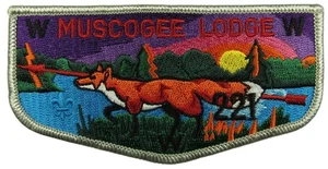 Muscogee Lodge 221 Indian Waters Council SC solapa WHT Bdr - Imagen 1 de 2