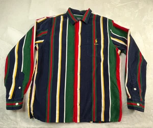 POLO Ralph Lauren Mens M Shirt Corduroy Multi-Color Striped Classic  Button Fron - Picture 1 of 13