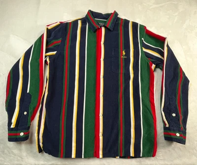 POLO Ralph Lauren Mens M Shirt Corduroy Multi-Color Striped Classic  Button Fron - Image 1 of 4