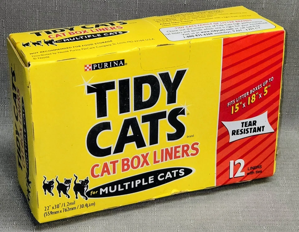 NOS Revestimientos de caja de arena Purina Tidy Cats resistentes al desgarro - 12 forros - Multi Cat Foto 1 de 4