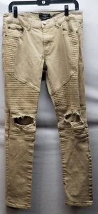 Pantalones de mezclilla Forever 21 para hombre color caqui talla 34 calce ajustado desgastados - Imagen 1 de 5