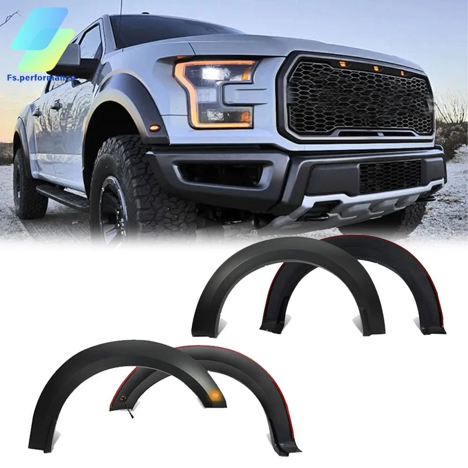 Juego de 4 llamaradas de guardabarros para Ford F150 2015-2017 con luz LED ámbar estilo Raptor Foto 1 de 4