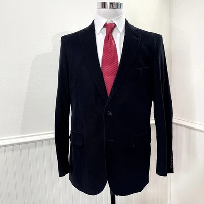 Blazer Stafford Talla 42R Negro Pana Parche en el Codo Abrigo Deportivo Chaqueta Academia Foto 1 de 4