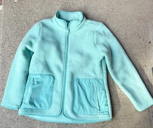 T by Talbots Jacket Women medium Petite High Low Cozy Sherpa Full Zip NWT Turquo - Picture 1 of 14