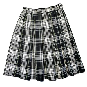Parker Blue Green Plaid Skirt Size 5 Box Pleats Side Zipper New Academia Grunge - Picture 1 of 9