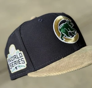 7 5/8 Chicago Cubs 1990 AS Game Brown Black Corduroy New Era Fitted Green / Gold - Imagen 1 de 3