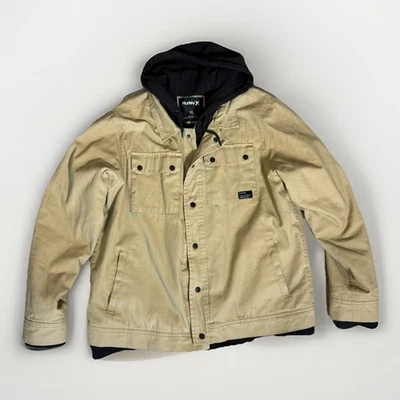 Abrigo Chaqueta Hurley Slammer Para Hombre Talla XL Tostado Mangas Largas Con Capucha Cremallera Completa Botón Foto 1 de 4