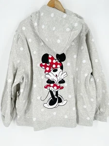 Disney Hoodie Plus 3X Gray White Black Minnie Mouse Polka Dot Zip Parks NWT - Picture 1 of 8