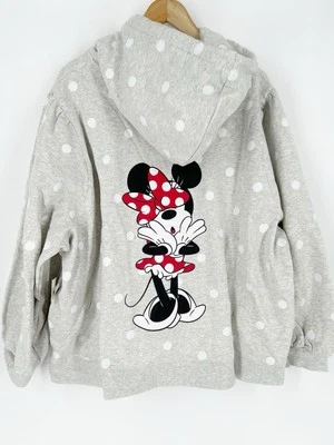 Disney Hoodie Plus 3X Gray White Black Minnie Mouse Polka Dot Zip Parks NWT - Image 1 of 4