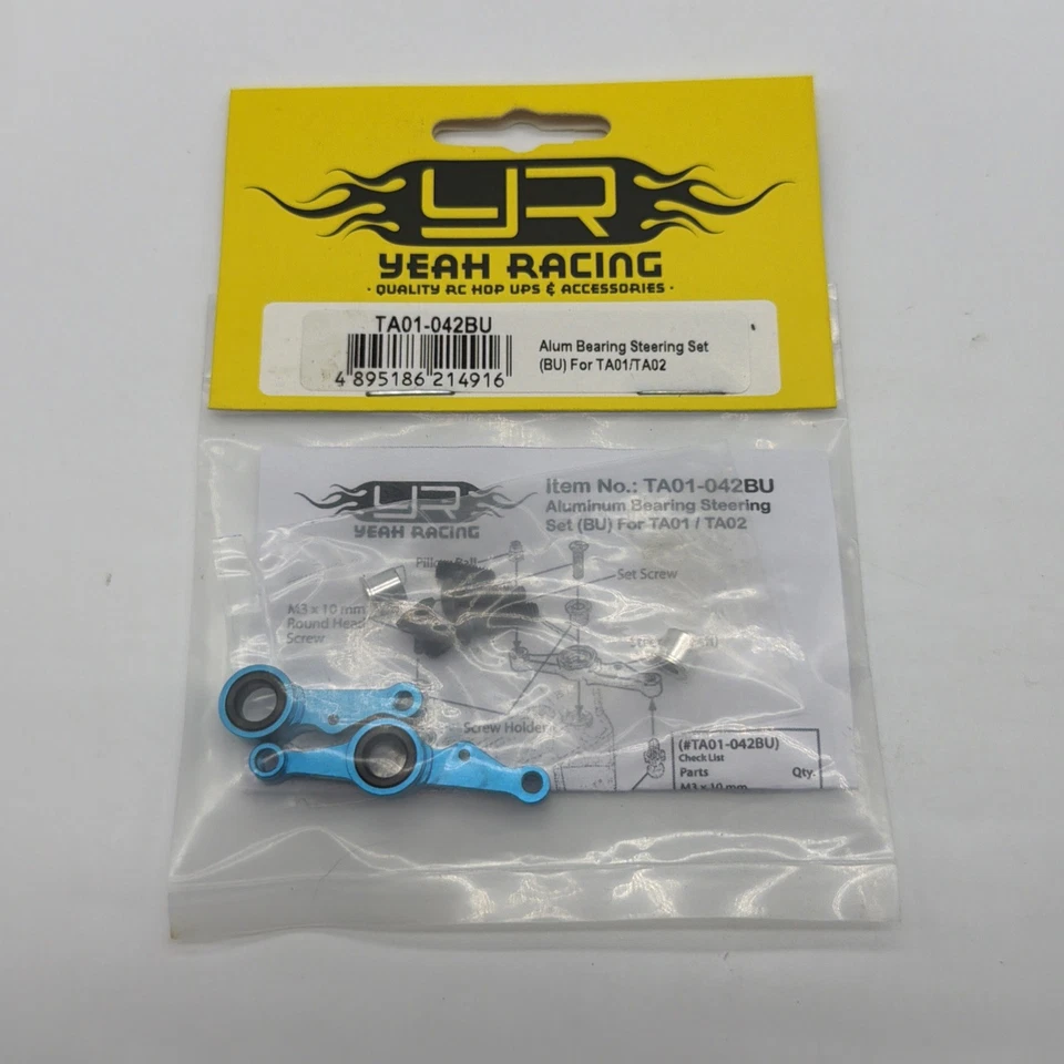 Yeah Racing Aluminium Bearing Steering Set Blue TA01/TA02 (TA01-042BU) - Image 1 of 2