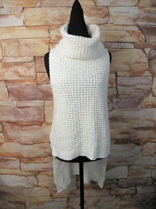Free People Pullover Weste elfenbeinfarben Baumwollmischung Wasserfallausschnitt hochgeschlossen Lagenlook - XS - Bild 1 von 8