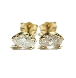 Nuevos Pendientes Oro Amarillo 14k I2 I .87ct Diamante Marquesa Natural - Imagen 1 de 8