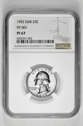 1952 DDR 25C Silver Proof Washington Quarter VP-001 NGC PF 67 - Pop 1/1 Cover