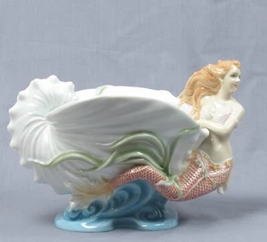Mermaid Fine Porcelain Argonaut Shell Dish Bowl Fantasy Collectible - Picture 1 of 1