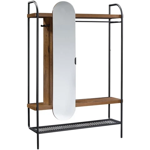 Pemberly Row Contemporary Hanging Wardrobe in Vintage Oak Finish Cover