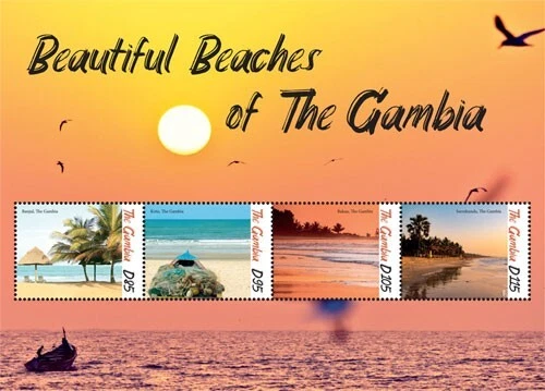 Gambia 2019 - Playas de Gambia - Hoja de 4 estampillas - Scott #3856 - MNH Foto 1 de 1