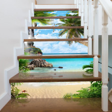 DIY Island Beach Self-adhesive Stair Riser Floor Stickers Staircase Wall Decal