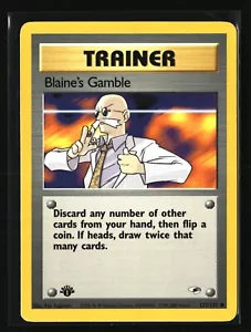 Pokemon BLAINES GAMBLE  121/132 1st Edition (2000 Gym Heroes) LP/NM - Picture 1 of 2