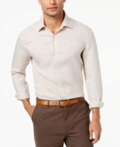 Camisa con botones de lino teñido cruzado Tasso Elba para hombre, beige, talla XXL, 3ZR-B2, bs - Imagen 1 de 1