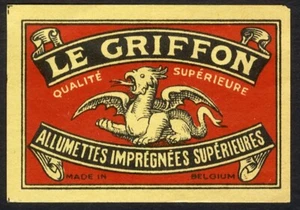 LE GRIFFON Streichholzschachtel Label Mythical Bird Animal BELGIEN - Bild 1 von 2