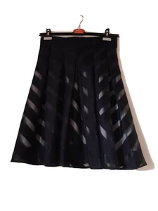 Turnover Ladies Black Net Insert Stripe Prom Skirt Size 38 US 6 UK 10/12 Lined - Picture 1 of 12