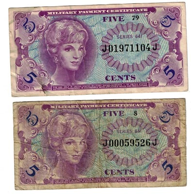 ** 1965 5 CENTS MILITARY PAYMENT CERTIFICATE P# M57/ONE SINGLE NOTE. ** - Image 1 of 2