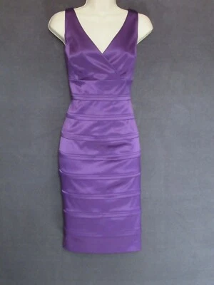 NWOT American Living Dark Purple Satin Sleeveless Tiered Formal Sheath Dress 12 - Image 1 of 4