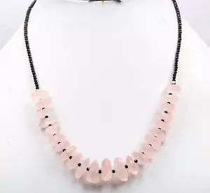 Natural Rose Quartz & Spinel Necklace 16 Inch 10-14 MM Tumble Shape Beads - Picture 1 of 5