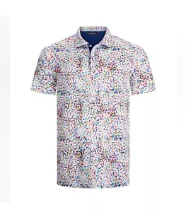 Camisa Polo Bugatchi Estampado “Caramelo” Para Hombres SS Manga Corta Talla Grande - Imagen 1 de 5