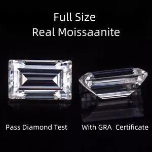 Full Size Taglio Baguette Moissanite Bianco D Colore Pass Diamante Test GRA per Anello - Foto 1 di 8
