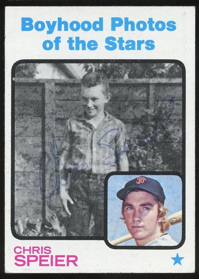 Tarjeta coleccionable de béisbol Topps 1973 autografiada firmada por Chris Speier #345 Foto 1 de 1