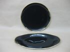 2 Vintage Palissy Madeleine Plates  Oval Serving Plate And 9  Black And 22Kt Gold