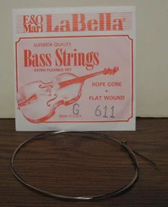 Corda per violino basso - E & O Mari LaBella Rope Core Flat Wound G611 anni 90 vintage - Foto 1 di 3