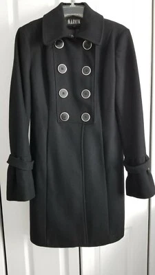 Abrigo para mujer Marvin by Marvin Richards negro de lana de longitud media talla L usado en excelente estado Foto 1 de 4