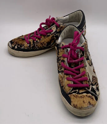 Golden Goose Womens Cheetah Print Pony Hair Lace Up Low Top Sneakers sz 37 us 7 - Image 1 of 4