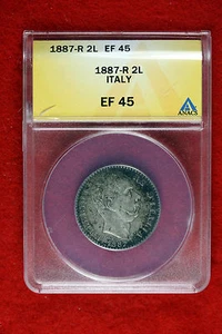 1887 R ANACS EF45 Italy 2 Lire Silver Coin #B49546 - Picture 1 of 1