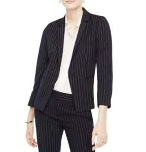 NEW Ann Taylor Pinstripe One Button Blazer 3/4 Sleeve Notched Lapel Size 0 $179 - Picture 1 of 12