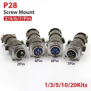 2/4/6/7Pin P28 Male Connector Female Plug & Aviation Socket Plug Screw Mount - Picture 1 of 13