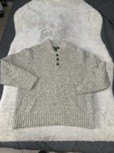 Eddie Bauer Men’s 1/4 Button Pullover Gray Wool Blend Sweater Size XL - Picture 1 of 6