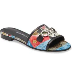 Salvatore Ferragamo geblümte Leder Rhodos Pantolette Sandale Größe 7C ** *** 550 $ ** - Bild 1 von 12