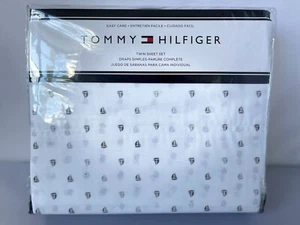 TOMMY HILFIGER BARQUE PRINTED WHITE  (3PC) TWIN SHEET SET - Picture 1 of 3