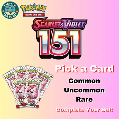 Cheap Pokemon 151 English Singles Common Uncommon Holo Rare 001-165 Pick A Card! • 1$