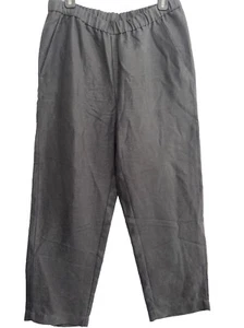 Eileen Fisher schwarze Freizeithose Bio-Leinenmischung elastischer Bund Gr. Small Petit - Bild 1 von 13