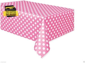 Hot Pink Dots Rectangular Plastic Table Cover (54" X 108") 1 Count - Elegant Des - Picture 1 of 1
