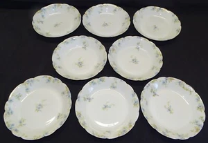 8 Coupe Soup Bowls Charles Field Haviland GDM - Blue Flower - No Trim - Picture 1 of 6